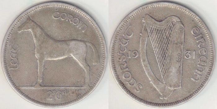 1931 Ireland silver 2 Shillings 6 Pence A003578